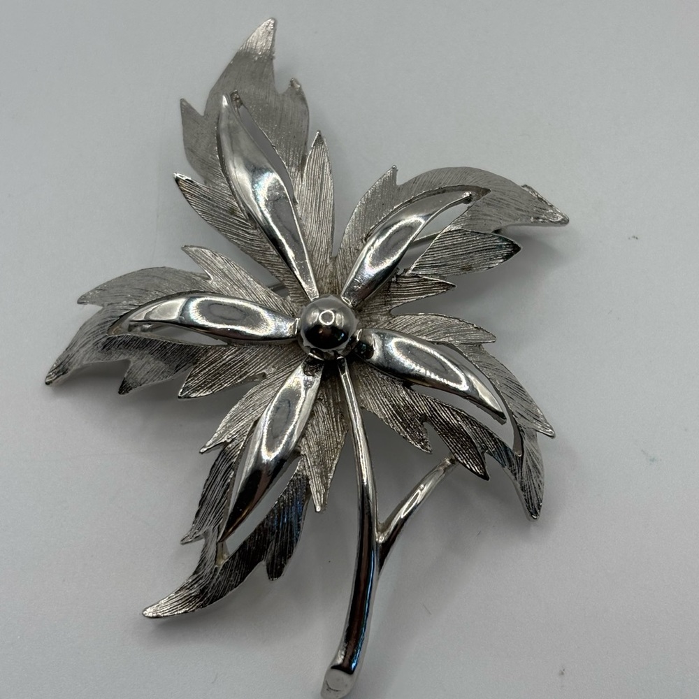 Vintage Silver Leaf Brooch
